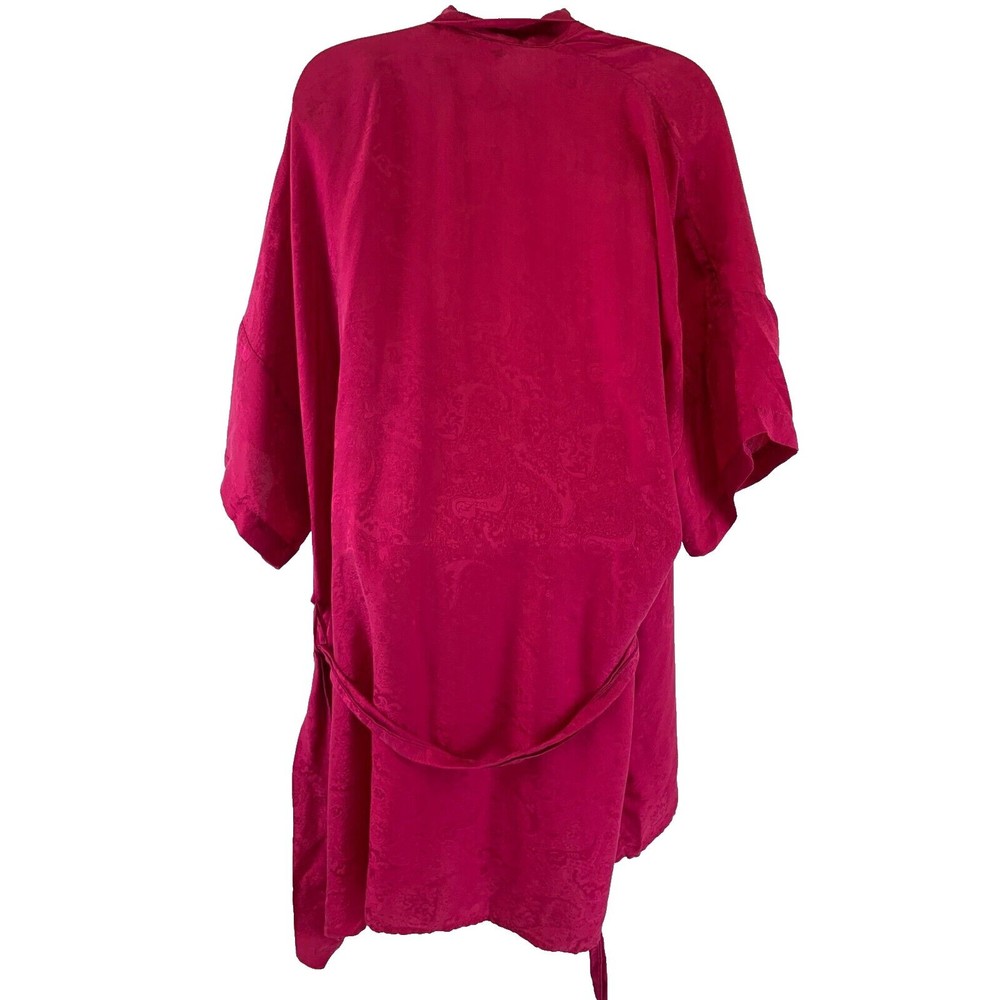 Delicates Vintage Silk Robe Pink Kimono Short Tie Belt Lightweight Brocade Large - Picture 7 of 16
